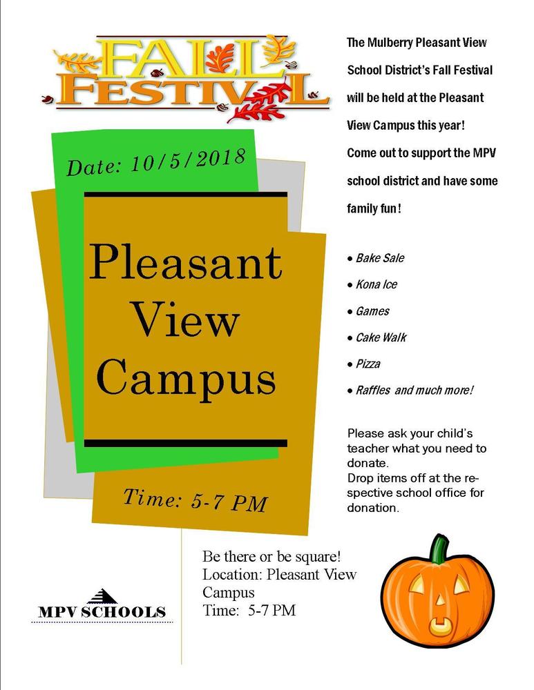 Fall Festival Friday 10/5 5-7 @ PV