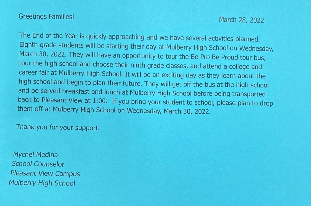 8th Grade Info